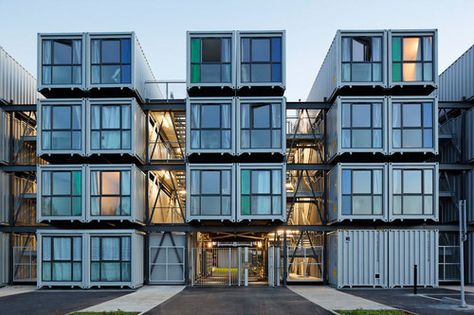 Shipping Container Buildings, Shipping Container Architecture, Shipping Container Design, Cargo Container Homes, Hostels Design, Container Conversions, Modular Housing, Shipping Container Home Designs, Container Buildings