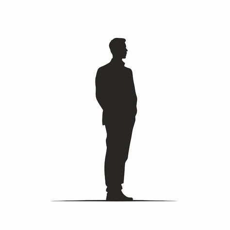 Standing Silhouette, Male Silhouette, Man Silhouette, Man Art, Man Standing, Autocad, Vector Design, Design Illustration, Background Design