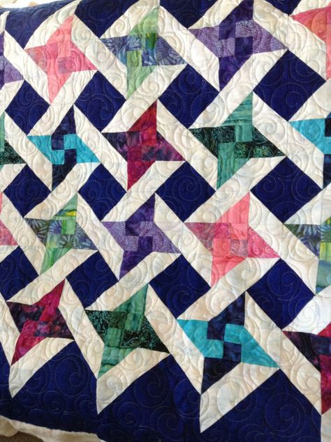 Friendship Star Quilt Pattern, Quilt With Minky Backing, Quilted Stars, Friendship Star Quilt, Blue Quilt Patterns, Home Decor Sewing, House Quilt Patterns, Star Quilt Pattern, Big Block Quilts