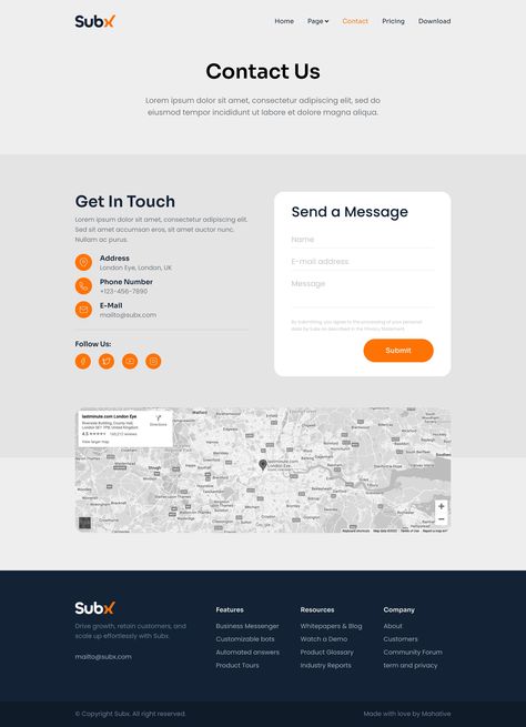 Subx - SaaS & Tech Business Elementor Template Kit Contact Section Web Design, About Us Page Ui Design, Contact Information Design, About Us Website Design, Web Form Design, Homepage Website Design, Contact Us Page Design, Tech Websites, About Us Page Design