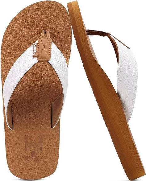 KuaiLu Men's Yoga Mat Leather Flip Flops Thong Sandals with Arch Support Mens Leather Flip Flops, Leather Flip Flops, Yoga For Men, Thong Sandals, Yoga Mats, Yoga Mat, Arch Support, Leather Men, Leather Straps