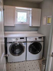 From Overwhelmed to Organized: Day 24: Laundry Room {31 Days of Easy Decluttering} Laundry Room With Window, Room With Window, Contemporary Laundry Room, Laundry Room Hacks, Laundry Room Storage Shelves, Small Laundry Room Organization, Room Storage Diy, Basement Laundry Room, Basement Laundry