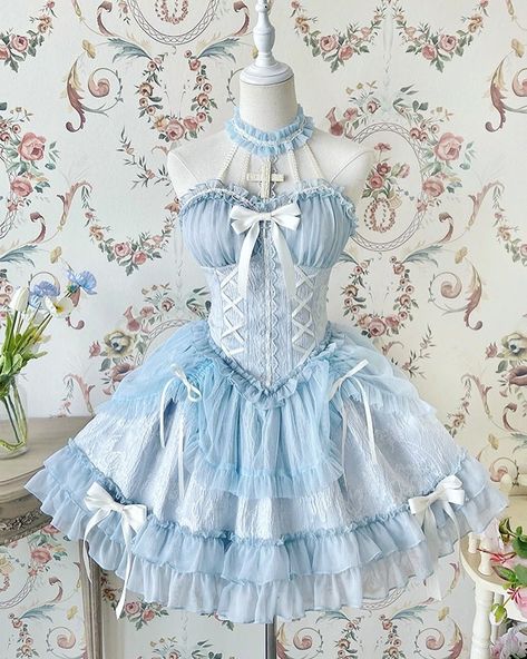 Blue Tube Top, Gothic Cross, Op Dress, Ballet Dress, June 2022, Dress Crafts, Lolita Dress, Gothic Lolita, Lolita Fashion