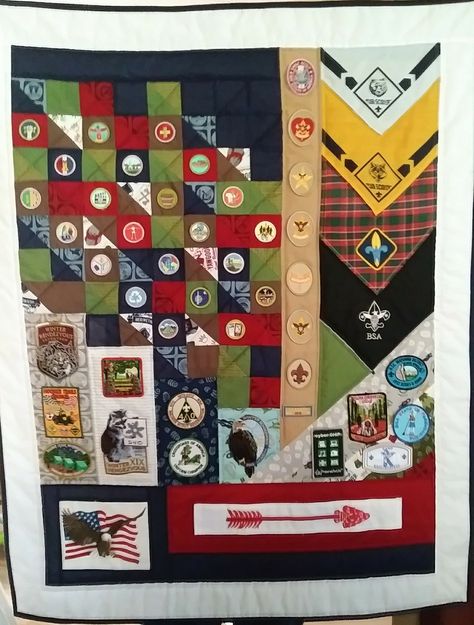 Eagle Scout quilt for my neighbor's son Tshirt Keepsake, Police Quilt, Eagle Scout Quilt, Eagle Scout Gifts, Keepsake Quilt, Boy Scout Badges, Eagle Court Of Honor, Boy Scout Patches, Scout Patches