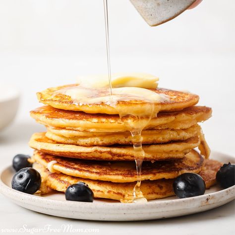 Sugar Free Low Carb Keto Cottage Cheese Pancakes Keto Cottage Cheese Pancakes, Keto Cottage Cheese, Using Almond Flour, Low Carb Pumpkin Pie, Almond Pancakes, Healthy Flour, Almond Flour Pancakes, Sugar Free Jam, Pancake Calories