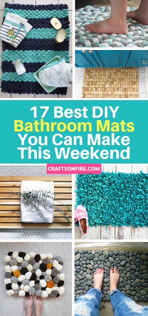 DIY bathroom mats that are so easy to make! You'll feel like you've walked out of a spar with these diy mats. Diy Bathroom Rugs, Diy Bathroom Mat, Diy Bathroom Rug, Diy Bathroom Shelves, Diy Bath Mat, Bathroom Mat Ideas, Easy Diy Bathroom, Bath Mat Diy, Diy Shelves Bathroom