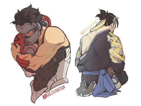 Shimada Brothers, Genji And Hanzo, Genji Shimada, Hanzo Shimada, Overwatch Genji, Overwatch Fan Art, Overwatch 2, Art Reference Poses, Overwatch