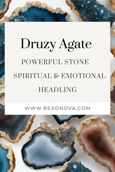 Explore the comprehensive guide on Druzy Agate's healing properties, origins, and types. Learn practical uses and care tips. Ideal for gemstone enthusiasts and beginners alike. Druzy Crystals Meaning, Druzy Agate Crystal Meaning, Agate Meaning, Agate Rocks, Druzy Jewelry, Grey Agate, Crystal Healing Stones, Crystal Meanings, Druzy Agate