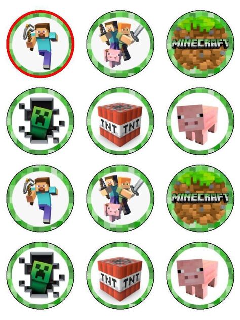 Minecraft Printable Topper, Minecraft Cake Toppers Printable, Ideas For Dessert, Minecraft Cake Ideas, Minecraft Cupcake, Minecraft Cupcake Toppers, Minecraft Cherry Blossom House, Minecraft Printables Free, Minecraft Village Ideas