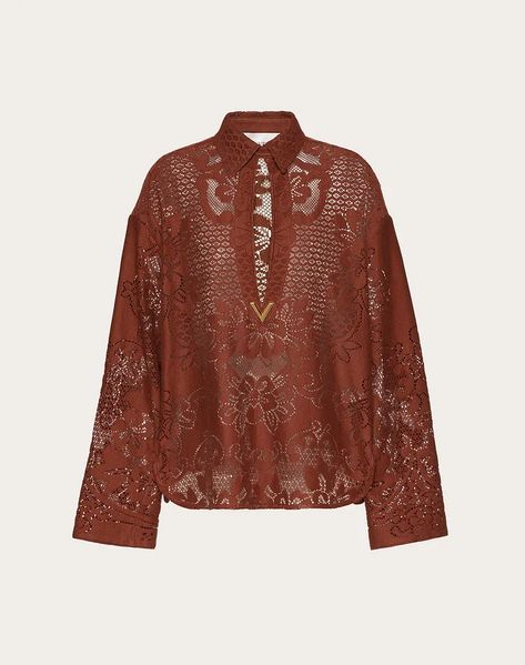 valentino vgold shirt in peonies blanket cotton lace - woman - shirts and tops Valentino Blouse, Valentino Women, Cotton Blankets, Cotton Lace, Valentino Garavani, Women Collection, Online Boutique, Peonies, Shirt Blouses