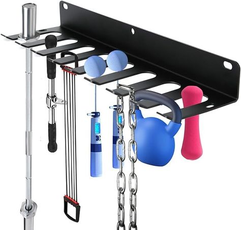 Amazon.com: Aolamegs Home Gym Storage Rack-Heavy-duty 9 Hook Fitness Equipment Storage And Organization Workout Gear Wall Mount Hanger,Home Gym Accessories For Barbell,Kettlebells,Gym Bands,Ropes,Chains,Dumbbells : Sports & Outdoors Fitness Equipment Storage, Home Gym Storage, Gym Storage, Gear Wall, Equipment Storage, Hanger Home, Gym Accessories, Fitness Equipment, Home Gym