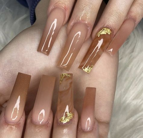 Milky Brown Nails, Brown Acrylic Nails, Milky Nails, Beige Nails, Ombre Acrylic Nails, Fall Acrylic Nails, Long Acrylic Nail Designs, Drip Nails, Classy Acrylic Nails