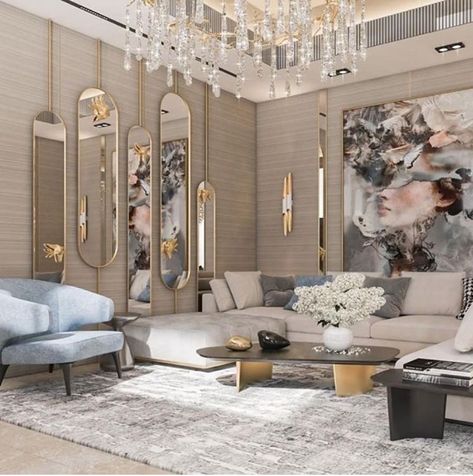 Glam Living Room Decor, Interior Design Per La Casa, Glam Living Room, Luxury Living Room Design, Empire Chandelier, Living Room Design Decor, Elegant Living Room, Elegant Living, A Living Room