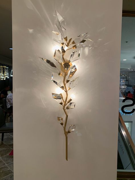 Fine Art Lamps Gold Leaf Foret Sconce w/ Candelabra base Location: Showroom C229, IHFC #HPMKT #hpmktSS Stylish Chandelier, Crystal Light Fixture, Fine Art Lamps, Sophisticated Art, Minimalist Tables, Wall Sconces Bedroom, Contemporary Floor Lamps, Modern Wall Sconces, Chandelier Style