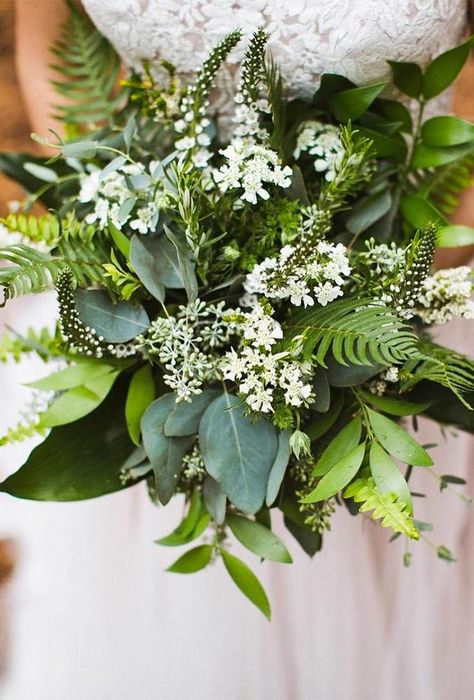 Green Wedding Florals, Fern Bouquet, Bouquet Champetre, Elegant Wedding Bouquets, Fern Wedding, Green Wedding Bouquet, Green Wedding Flowers, Greenery Bouquet, Bride's Bouquet