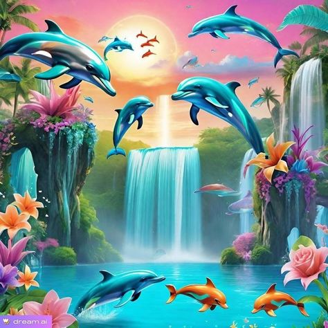 Pastel Rainbow Background, Dolphin Images, Dolphin Painting, Cute Iphone Wallpaper Tumblr, Sea Creatures Art, Beautiful Summer Wallpaper, Dolphin Art, Purple Flowers Wallpaper, Disney Princess Artwork