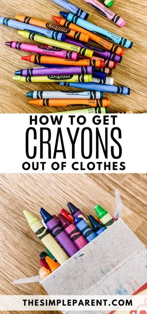 Laundry Hack. Learn how to get melted crayons out of clothes with some simple solutions! Don't let wax stains ruin your laundry. Try these easy cleaning ideas to clean the melted crayon from your fabrics and your dryer! These tips will save your clothing. #cleaningtips #cleaninghacks #laundry Melted Crayons, Stain On Clothes, Wax Crayons, Liquid Dish Soap, Spring Crafts For Kids, Color Crayons, Crayon Art Melted, Paper Plate Crafts, Melting Crayons