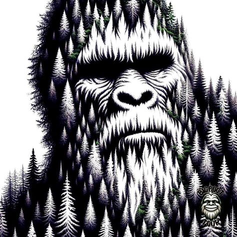 Bigfoot Art Drawings, Bigfoot Crafts, Bigfoot Quotes, Yeti Art, Left Hand Tattoo, Bigfoot Drawing, Sasquatch Art, Bigfoot Illustration, Mythical Creatures Drawings