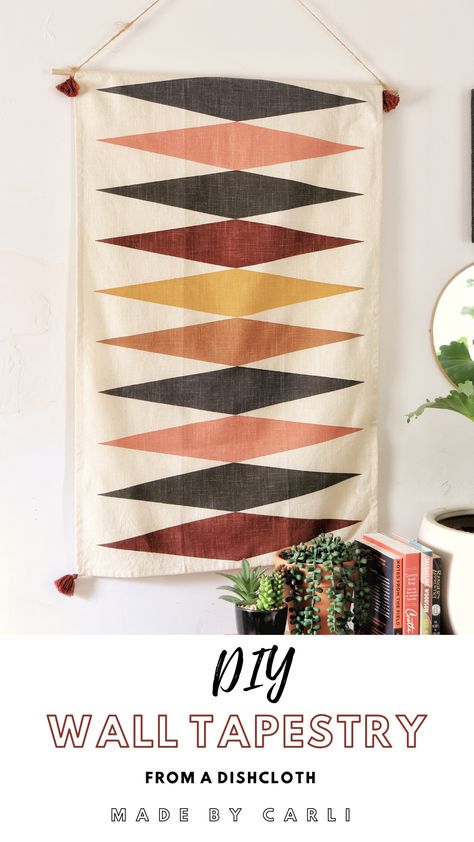 Made by Carli disah towel wall tapestry Modern Wall Tapestry, Diy Tapestry Wall Hanging, Diy Dish Towel, Diy Wall Tapestry, Tapestry Inspiration, Easy Diy Wall Hanging, Diy Tapestry, Diy Dish, Sewing Easy Diy