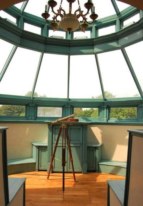 A personal observatory. Home Astronomy Observatory, Observatory Bedroom, Home Observatory, Observatory Tower, Conservatory Room, Seasonal Storage, Planetarium Projector, Silo House, Mechanical Room