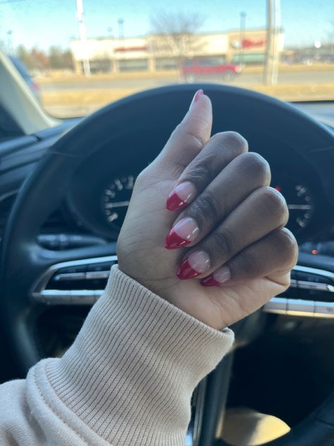 Red French tip acrylic nails Red French Tip Acrylic Nails, Red French Tip, French Tip Acrylics, Red French, French Tip Acrylic Nails, French Tip Nails, Nails Nails, French Nails, Pretty Nails