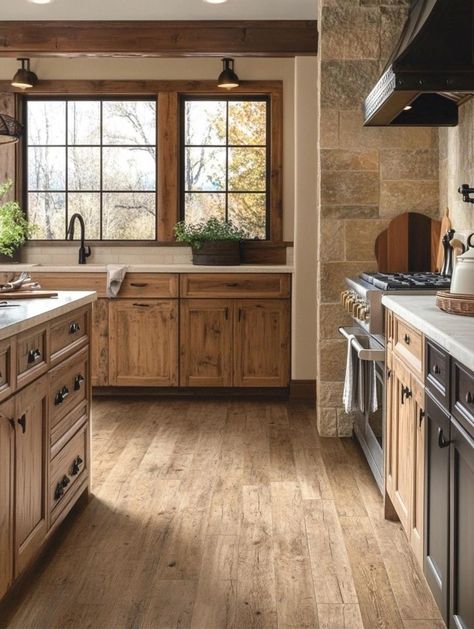 Best Flooring Choices for Kitchens with Oak Cabinets What Color Wood Floors Go With Honey Oak Cabinets, Flooring That Goes With Maple Cabinets, Kitchen Tile Floor With Oak Cabinets, Kitchen Floor Ideas With Oak Cabinets, Kitchen Design Oak Cabinets, Rustic Kitchen Flooring, Wood Floors And Wood Cabinets, Flooring That Goes With Oak Cabinets, Kitchen With Oak Floors