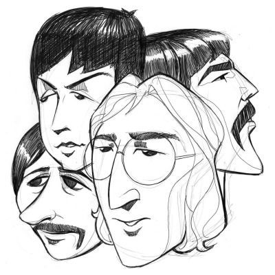 The Beatles Portrait, Beatles Line Art, The Beatles Drawing, Beatles Painting, Beatles Drawing, Beatles Artwork, Beatles Cartoon, Beatles Graphic, John Lennon Paul Mccartney