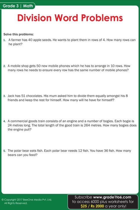 #math #maths #mathworksheets #worksheets 3rd Grade Division, Word Problems 3rd Grade, Fun Math Worksheets, Division Word Problems, Math Practice Worksheets, Worksheets For Grade 3, 3rd Grade Math Worksheets, Math Division, Division Worksheets