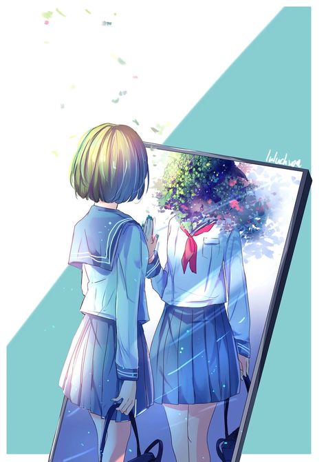 Reflection Drawing, Mirror Drawings, Mirror Reflection, Noragami, Intp, Environmental Art, Pics Art, Anime Artwork, Anime Scenery