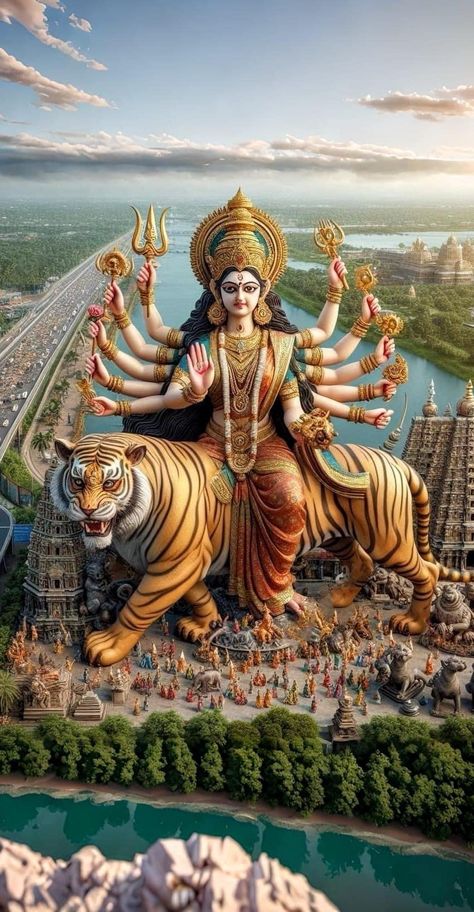 Hindu Statues Goddesses, Happy Good Morning Images, Durga Mata, Durga Picture, Devi Images Hd, Spiritual Pictures, Jai Mata Di, God Artwork, Galaxy Images