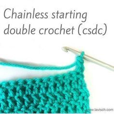 Usually a new row or round in a crochet project is started with a turning chain. However a chain of stitches is much skinnier than a regular double crochet. This can make it quite visible in the resulting piece. Fortunately there is a solution for this: the chainless starting double crochet stitch or csdc for short. Visit the new tutorial to see how it's done! www.lavisch.com/site/chainless-starting-double-crochet-csdc/ Crochet Stitches Ideas, Crochet Guide, Slip Stitch Crochet, Crochet Stitch Patterns, Foundation Single Crochet, Beginner Crochet Tutorial, Crochet Stitches Free, Crochet Chain, Crochet Stitches For Beginners