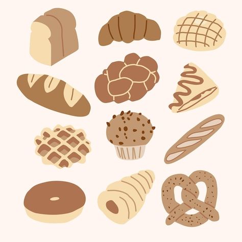 Bread Vector Illustration, Bread Illustration Design, Dough Illustration, Bread Doodle, Bread Drawing, Bakery Illustration, Bread Illustration, Bread Vector, Bakery Icon