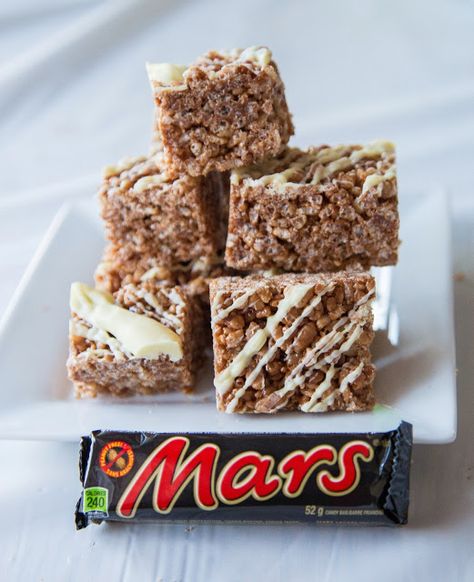 Mars Bar Rice Krispie Squares. Ridiculously Addictive! Mars Bars Rice Krispies, Mars Rice Krispie Squares, Mars Bars Squares, Mars Bar Rice Krispie Squares, Mars Bar Squares, Rice Krispies Squares, Things To Do In Calgary, Rice Crispy Cake, Rice Crispy Squares