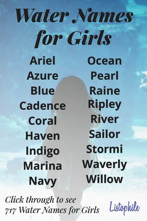 717 Water Names for Girls, including ocean, sea, river, lake and nautical names, mythical water names and baby girl names meaning water. Click through to see more Water Girl Names. Names Meaning Water, Names Ocean, Nature Girl Names, Nautical Names, Ocean Names, Names Meaning, Water Names, Water Girl, Mermaid Names