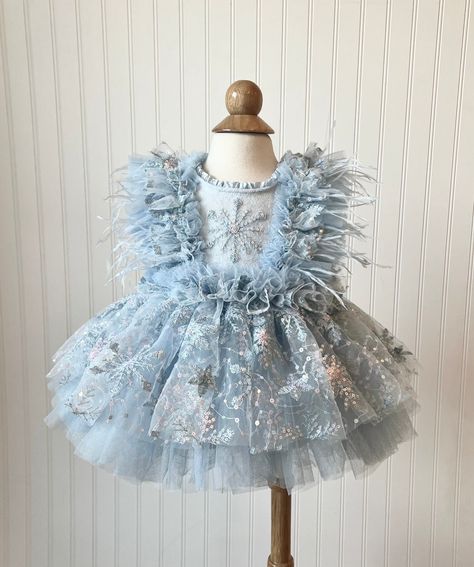 Crystal and Taylor Winter Wonderland Dress Baby, Winter Birthday Themes, Winter Wonderland Dress, Snowflake Dress, First Birthday Dress, Tulle Ribbon, Wonderland Dress, Snow Dress