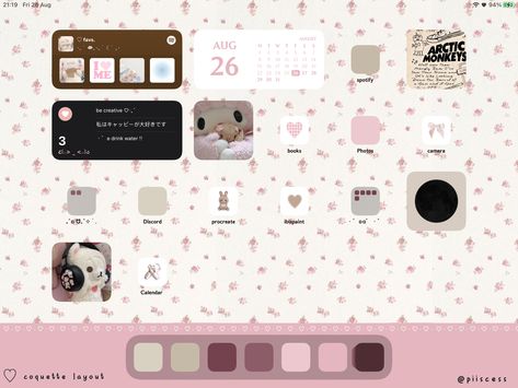 ♡ mine !! credit if repost. Coquette Layout, Widgets Ideas, Ipad Widgets, Ipad Homescreen, Ipad Hacks, Cute Wallpapers For Ipad, Widget Design, Ipad Ios, Phone Inspiration