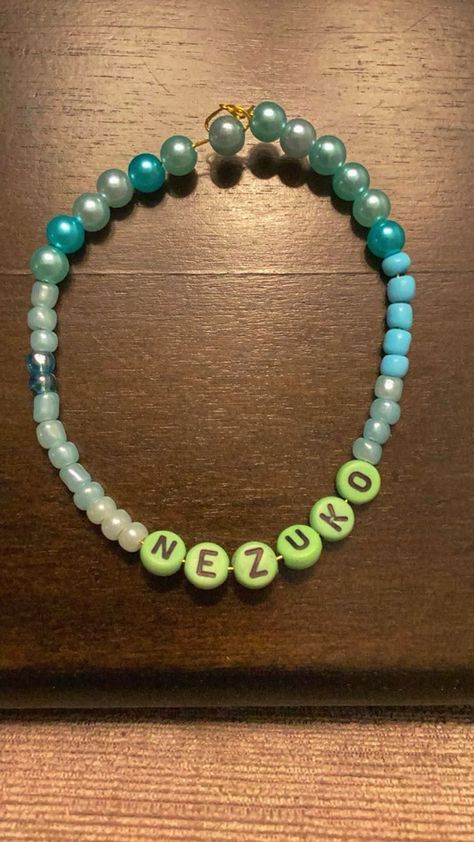 Nezuko Demon Slayer Beaded Bracelets, Demon Slayer Bracelet Ideas, Nezuko Bracelet, Anime Bead Bracelet, Disney Princess Bracelet