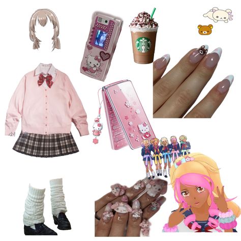 Gyaru Assesories, Kawaii Gyaru Outfits, Gyaru Aesthetic Outfit, Ganguro Gyaru Outfit, Gyaru Outfits Ideas, Kogyaru Fashion, Kogal Outfit, Kogal Gyaru Outfit, Gyaru Outfit Ideas