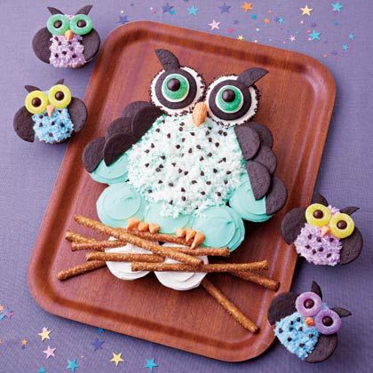 Owl cake Owl Cupcake Cake, Cupcake Receptek, Cupcakes Bonitos, Deco Cupcake, Pull Apart Cupcake Cake, Owl Cupcakes, Pull Apart Cupcakes, Owl Cake, Owl Birthday