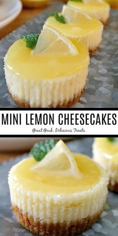 Lemon Cheesecakes, Mini Lemon Cheesecakes, Cheesecake Desserts Recipes, Lemon Cheesecake Recipes, Resepi Biskut, Mini Cheesecake Recipes, Cheesecake Dessert, Lemon Dessert Recipes, Bite Size Desserts