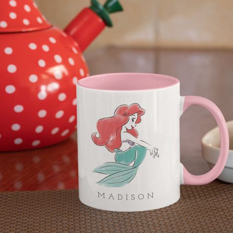 Ariel Watercolor, Disney Princess Ariel, Name Mug, Princess Ariel, Name Mugs, Sesame Street, Ariel, Your Name, Small Gifts