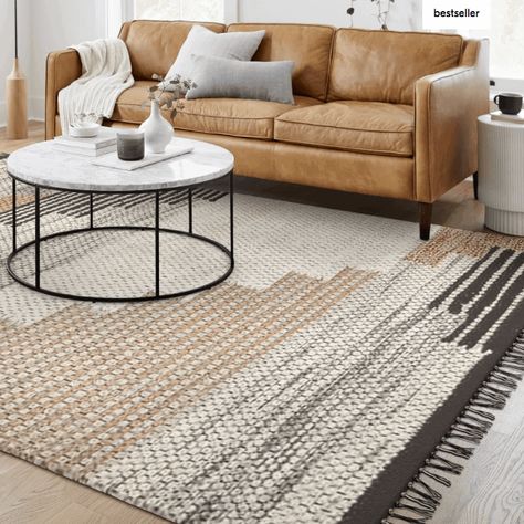 west elm rug dupes West Elm Colca Wool Rug, Texture Rugs Living Room, Living Room Layered Rug Ideas, Midcentury Modern Living Room Rugs, Rugs With Neutral Couch, High Pile Rug Living Rooms, Living Room Rugs On Hardwood Modern, Rugs In Bedroom Modern, Scandinavian Living Room Rug