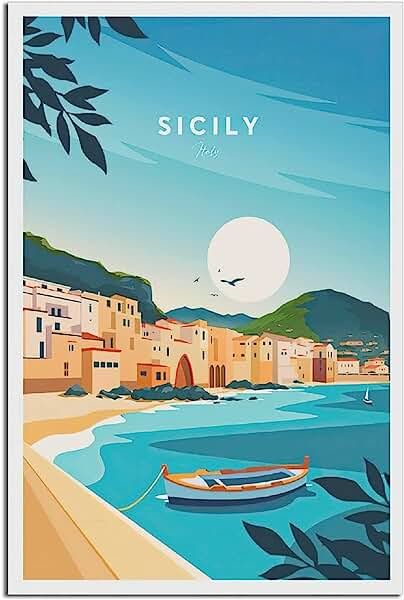 Amazon.com: Office Wall Decor Travel: Home & Kitchen Drawing Room Wall, Sicily Travel, Italy Sicily, Family Bedroom, Bedroom Drawing, Art Poster Prints, Vintage Travel Poster, Drawing Room, Modern Office