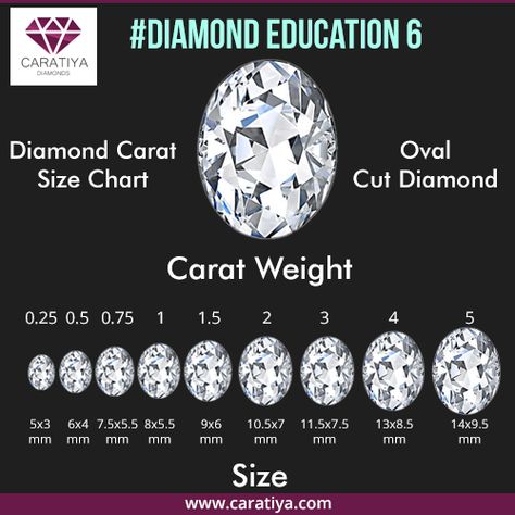 Oval Carat Size Chart, Oval Diamond Size Chart, Carat Size Chart, Jewelry School, Oval Cut Ring, Bridal Ideas, Diamond Size Chart, School Jewelry, Size Matters