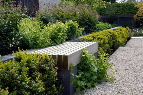 Modern Formal Garden Furniture, Lowered Seating Area In Garden, Terraced Seating Landscape Architecture, Landscape Seating Ideas Public, Modern Courtyard Garden, Frontyard Landscape, Contemporary Courtyard, Courtyard Garden Design, Dry Basil