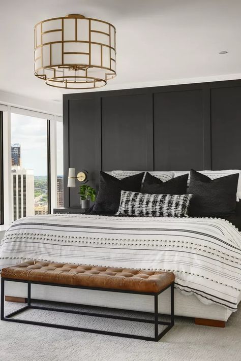 25 Bedroom Accent Wall Ideas Bed With Ledge Behind, Full Curtain Wall Bedroom, Bedroom Elevation, Bedroom Goth, Bedroom Y2k, Wall Elevation, Bedroom Nature, Wall Behind Bed, 70s Bedroom