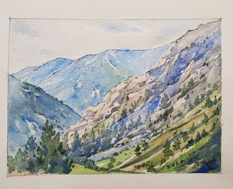 Original watercolor by Mark A Cassata #art #artistsoninstagram #artist #painting #watercolors #watercolours #fineart #fineartpainting #artoftheday #artofinstagram #landscape #landscapepainting #landscapepainter #rockymountains #beartoothmountains #montana #redlodgemontana #mountains #mountainscene #mountainpainting Watercolour Mountains Landscapes, Red Lodge Montana, Watercolor Landscapes, Watercolor Mountains, Mountain Scene, Mountain Paintings, Travel Scrapbook, Mountain Landscape, Artist Painting