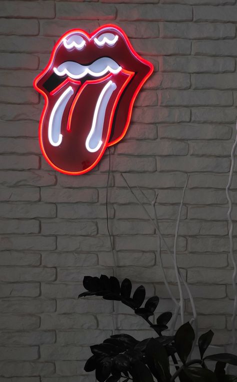 Dark Bohemian Decor, Rolling Stone Pink, Rs Wallpaper, Neon Music Signs, Music Neon Sign, Dark Bohemian, Rolling Stones Poster, Rock And Roll Neon Sign, Rolling Stones Logo