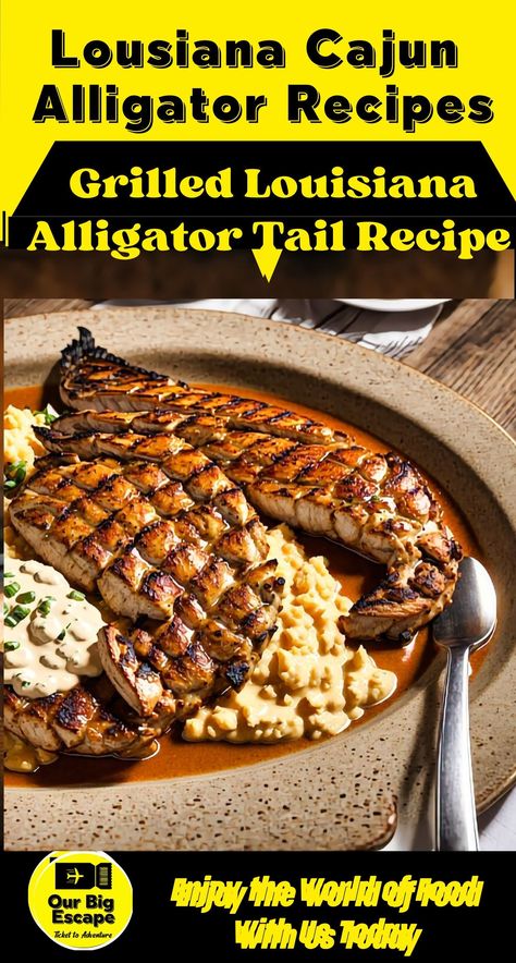 Gator Tail Recipes, Alligator Fillet Recipe, Alligator Recipes, Fried Alligator Recipe, Gator Recipe, Gator Tail, Alligator Meat, Alligator Tail, Louisiana Alligator