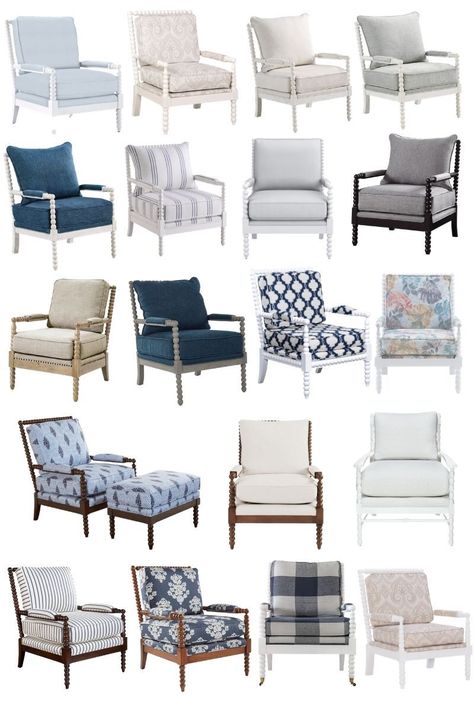 Accent Chairs Coastal, Green Spindle Chair, Bobbin Chair Living Room, Spindle Arm Chair, White Spindle Chair, Spool Chairs Living Room, Spindle Accent Chair, Spindle Chair Makeover, Coastal Accent Chairs Living Room